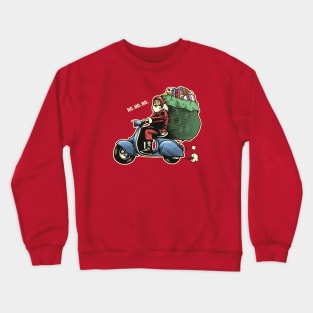 Vintage Santa Claus Riding a Scooter Crewneck Sweatshirt